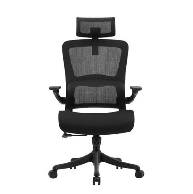 Silla de oficina ergonómica con soporte lumbar espalda alta ejecutiva de malla negra silla giratoria de oficina