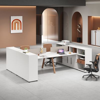 Muebles de oficina modernos 2 4 6 Personas Divisiones de oficina Mesa Cubicle Estación de trabajo Escritorio con gran gabinete de almacenamiento