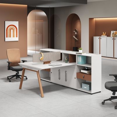 Muebles de oficina modernos 2 4 6 Personas Divisiones de oficina Mesa Cubicle Estación de trabajo Escritorio con gran gabinete de almacenamiento