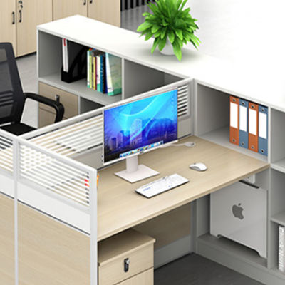 Escritorio de escritorio moderno con pantalla simple y silla combinación de 2 personas Cubicle modular de madera Escritorio Estación de trabajo