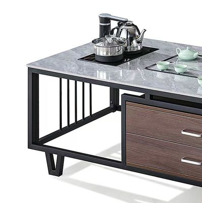 Moderno Rectangular Rock Slab Top Con Cuadro de Metal caldera de oficina Muebles de oficina Mesa de té y café