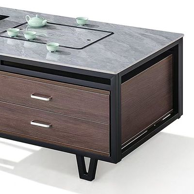 Moderno Rectangular Rock Slab Top Con Cuadro de Metal caldera de oficina Muebles de oficina Mesa de té y café