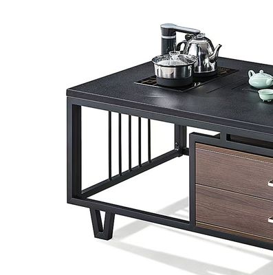 Moderno Rectangular Black Rock Slab Top Con Marco de Metal Muebles de Oficina Oficina Mesa de té y café