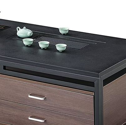Moderno Rectangular Black Rock Slab Top Con Marco de Metal Muebles de Oficina Oficina Mesa de té y café