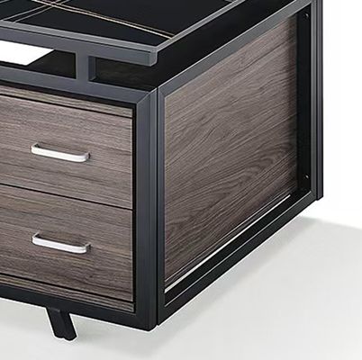 Mesa de té de oficina moderna caldera marco de metal de piedra mesa de café rectangular resistente al calor