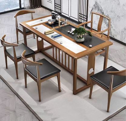 Mesa de té de mármol Muebles de oficina Recepción Mesa de té Recepción de oficina Combinación Con 5 sillas