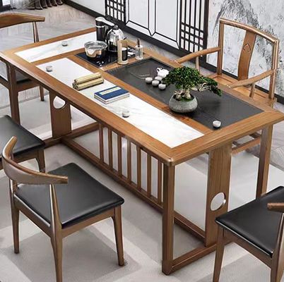 Mesa de té de mármol Muebles de oficina Recepción Mesa de té Recepción de oficina Combinación Con 5 sillas