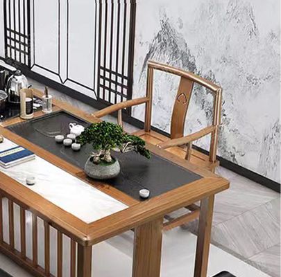 Mesa de té de mármol Muebles de oficina Recepción Mesa de té Recepción de oficina Combinación Con 5 sillas