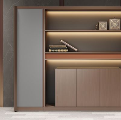 Dirección de oficina Decoraciones de la habitación Almacenamiento librería Moderno de madera Mdf Estante de libros Biblioteca Archivo del gabinete