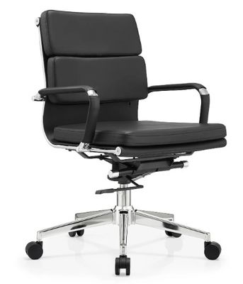 Cuero Pu Jefe En el centro de la espalda Marco de metal Muebles de oficina ergonómicos Silla de oficina giratoria ajustable