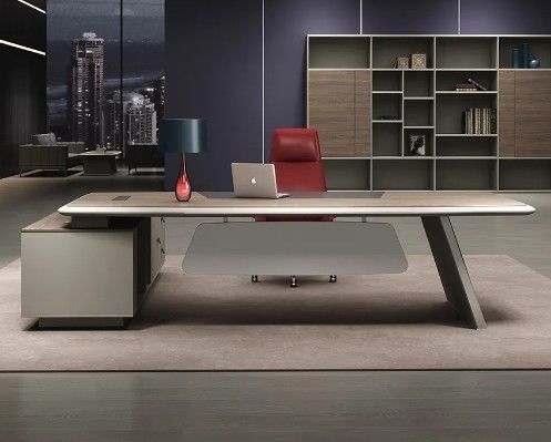 Escritorio de oficina moderno en forma de L de lujo de alta gama Escritorio ejecutivo y silla Jefe ejecutivo Escritorio de madera