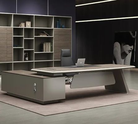 Mesa de alta gama de la CEO Muebles de oficina modernos de lujo Oficina ejecutiva Escritorio Mesa de oficina con mesa lateral y cajón