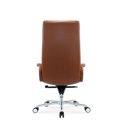 Muebles de oficina de fábrica silla de oficina de cuero con pies planos de aleación de aluminio silla de oficina ergonómica para el lugar de trabajo