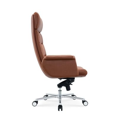 Muebles de oficina de fábrica silla de oficina de cuero con pies planos de aleación de aluminio silla de oficina ergonómica para el lugar de trabajo