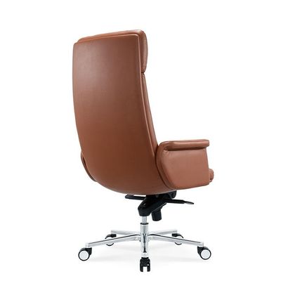 Muebles de oficina de fábrica silla de oficina de cuero con pies planos de aleación de aluminio silla de oficina ergonómica para el lugar de trabajo