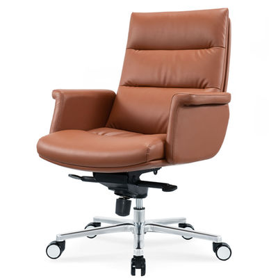 Silla de oficina ergonómica rueda de cromo flexible conveniente de cuero giratorio PU jefe gerente silla de personal masaje giratorio moderno