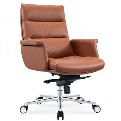 Silla de oficina ergonómica rueda de cromo flexible conveniente de cuero giratorio PU jefe gerente silla de personal masaje giratorio moderno