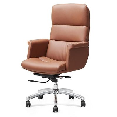 Luxo Moderno Ajustable Giro Gerente Ejecutivo Alta Calidad Ergonómica Real De Cuero Verdadero Recabadora Oficina