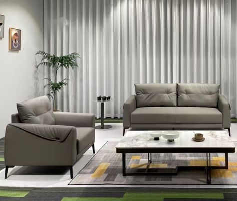 Sofá de cuero de recepción doble de oficina moderna Conjunto de esponja de alta resistencia Cuero de alta calidad Ideal para reuniones de negocios