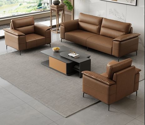 Sofá de cuero de lujo Sofá seccional italiano Sofá de oficina Sala de espera Sofá de oficina Muebles de oficina comercial Sofá de recepción