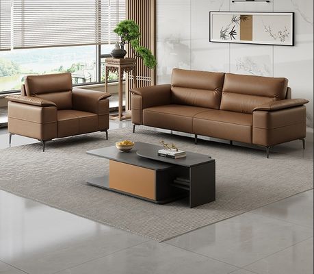 Sofá de cuero de lujo Sofá seccional italiano Sofá de oficina Sala de espera Sofá de oficina Muebles de oficina comercial Sofá de recepción