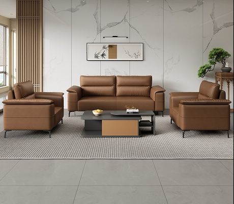 Sofá de cuero de lujo Sofá seccional italiano Sofá de oficina Sala de espera Sofá de oficina Muebles de oficina comercial Sofá de recepción