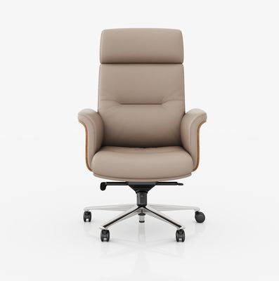 Silla de oficina ejecutiva de espalda alta Apoyo para la cabeza ajustable de cuero genuino Venta en caliente del mercado Silla giratoria de metal