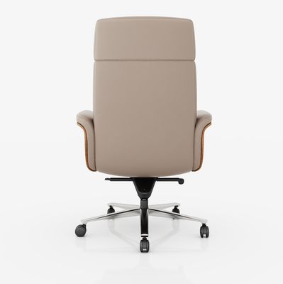 Silla de oficina ejecutiva de espalda alta Apoyo para la cabeza ajustable de cuero genuino Venta en caliente del mercado Silla giratoria de metal