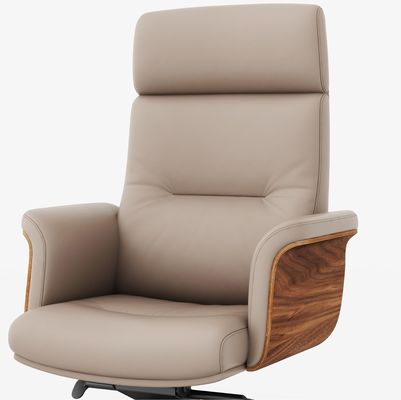 Silla de oficina ejecutiva de espalda alta Apoyo para la cabeza ajustable de cuero genuino Venta en caliente del mercado Silla giratoria de metal