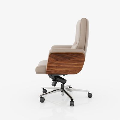 En la parte media de la espalda silla de oficina ejecutiva de cuero genuino reposacabezas ajustables de venta caliente del mercado silla giratoria de metal