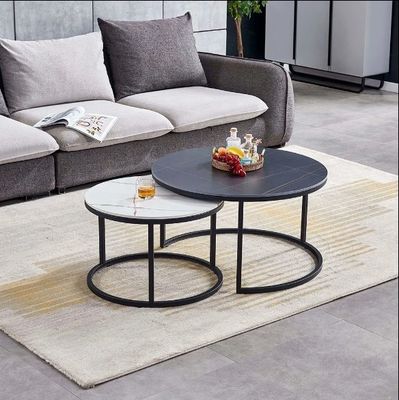 Muebles de oficina Tablas de café de estilo nórdico Tabla de café redonda con anidación de mármol Tabla de té de oficina de madera