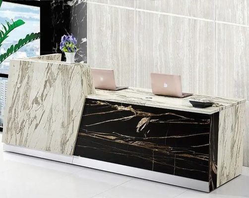 Escritorio de recepción de lujo moderno Muebles de recepción de oficina personalizados Escritorio de recepción multipersona