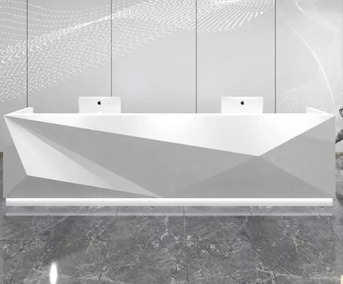 Fancy Led Recepción del mostrador delantero Blanco hermoso curvo Muebles de oficina personalizados de gran tamaño Panel contemporáneo