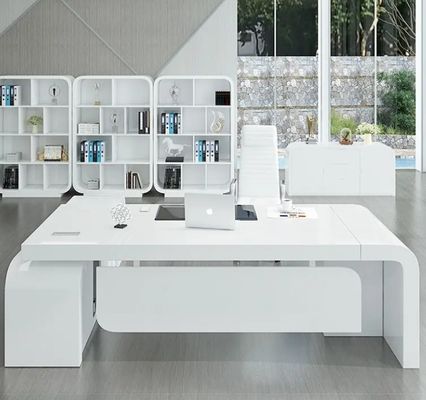 Muebles de oficina de venta caliente pintados de blanco CEO escritorio jefe mesa de oficina de lujo mesa de oficina ejecutiva mesa de escritorio ejecutivo moderno para el gerente