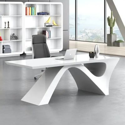 Pintura blanca simple y moderna escritorio ejecutivo jefe mesa de escritorio muebles de oficina luz lujo presidente gerente jefe mesa