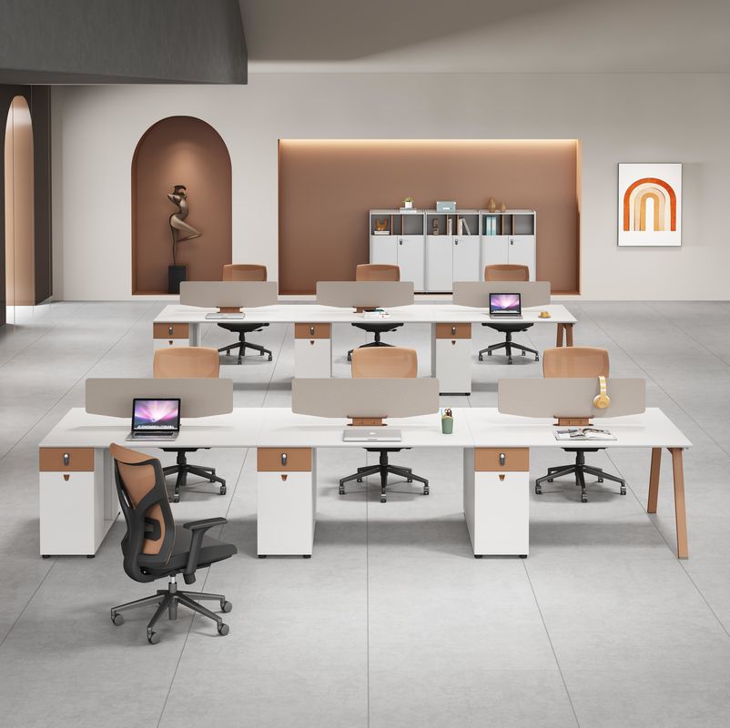 Cubicos de asiento de madera 2 4 6 Escritorio Estación de trabajo Muebles de oficina Modular Estación de trabajo de escritorio