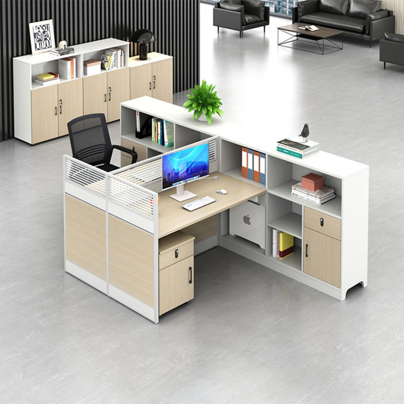 Escritorio de escritorio moderno con pantalla simple y silla combinación de 2 personas Cubicle modular de madera Escritorio Estación de trabajo