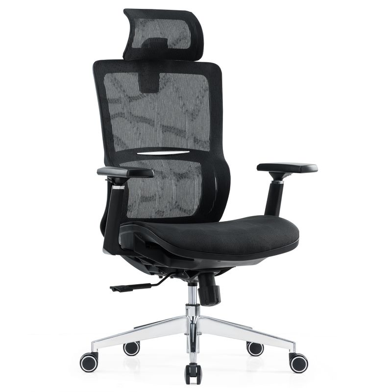 Muebles de malla negra de apoyo lumbar masaje moderno de venta al por mayor reposabrazos de brazos confort de tela ergonomía silla de oficina