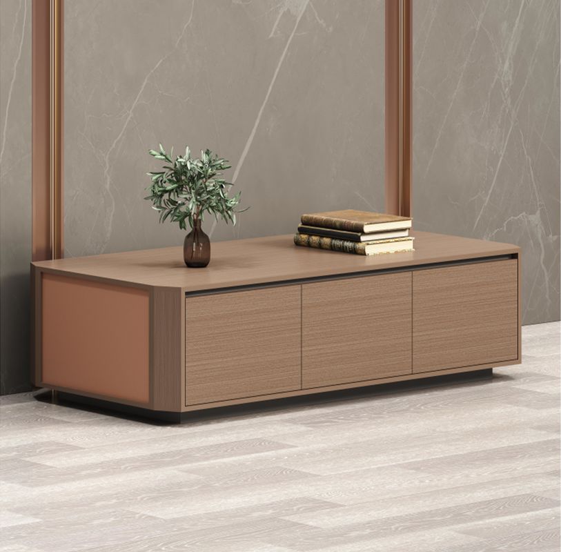 Luz lujosa mesa de café rectangular sala de estar plato de roca negro mesa de té simple montura de cuero combinación mesa de té