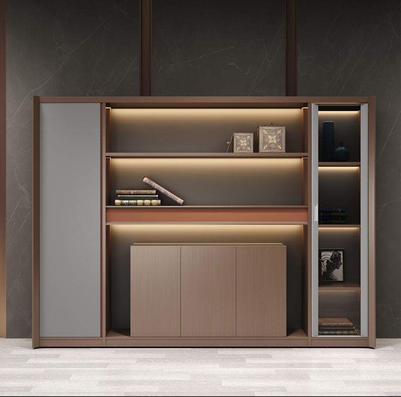 Dirección de oficina Decoraciones de la habitación Almacenamiento librería Moderno de madera Mdf Estante de libros Biblioteca Archivo del gabinete