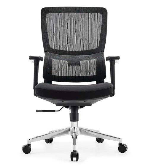 Silla de oficina de malla ergonómica transpirable de espalda media, giratoria y ajustable en altura, silla de personal de trabajo