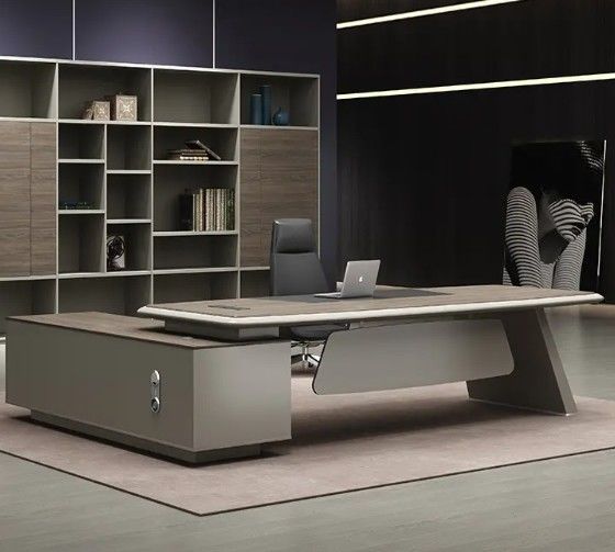 Mesa de alta gama de la CEO Muebles de oficina modernos de lujo Oficina ejecutiva Escritorio Mesa de oficina con mesa lateral y cajón