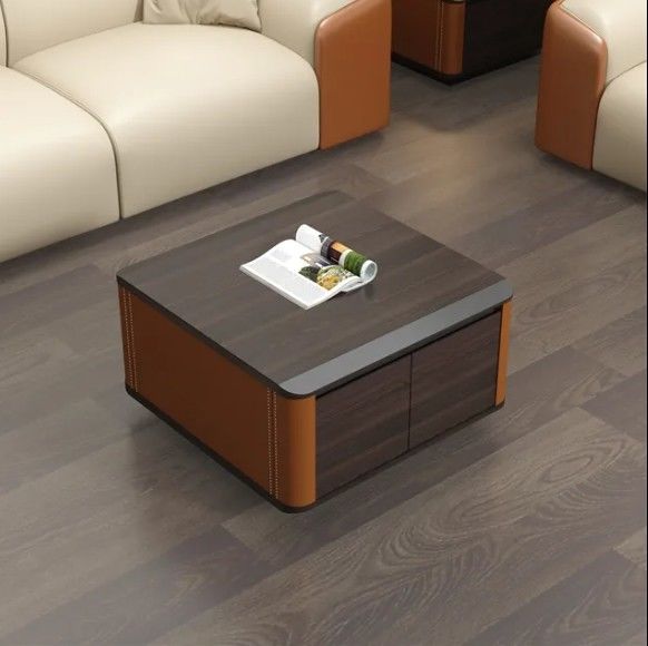 Minimalista hecha a medida en madera de forma cuadrada Almacenamiento Sala de estar de lujo Mesa de café moderna