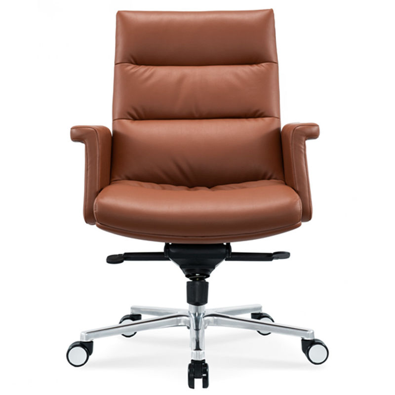 Silla de oficina ergonómica rueda de cromo flexible conveniente de cuero giratorio PU jefe gerente silla de personal masaje giratorio moderno