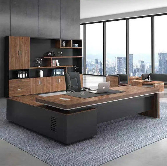 Fabrica hecha a medida Gerente moderno Muebles de oficina Mesa de forma L Ejecutivos de oficina Escritorio de clase grande
