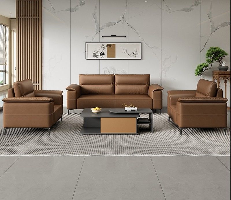Sofá de cuero de lujo Sofá seccional italiano Sofá de oficina Sala de espera Sofá de oficina Muebles de oficina comercial Sofá de recepción
