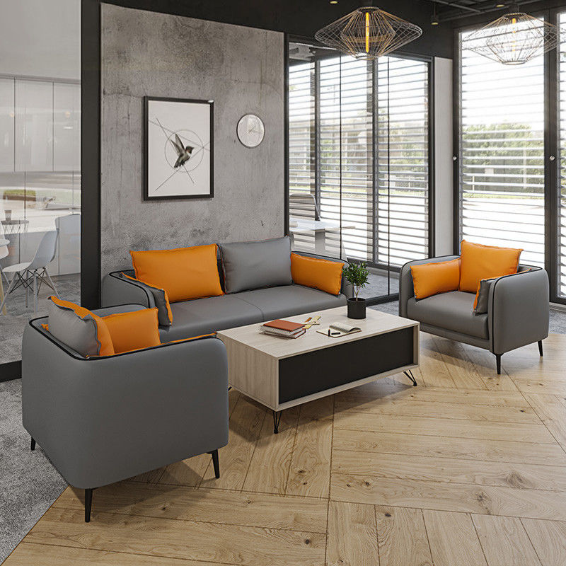 Muebles de oficina menos sencillos Muebles de oficina comerciales gris 3 asientos Muebles de oficina de oficina Sofá Sofá de cuero Sofá moderno pequeño