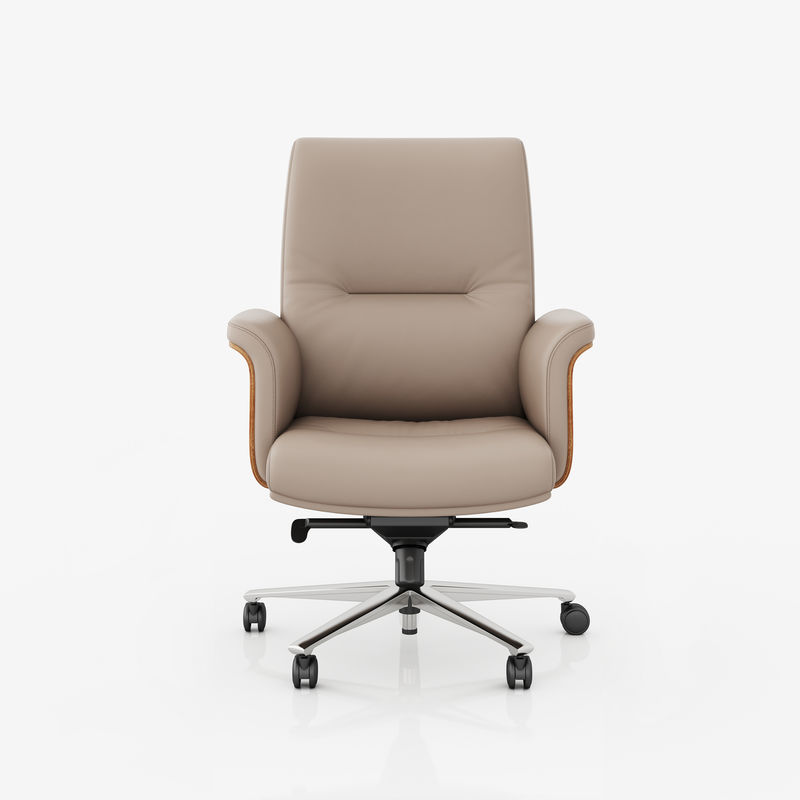 En la parte media de la espalda silla de oficina ejecutiva de cuero genuino reposacabezas ajustables de venta caliente del mercado silla giratoria de metal