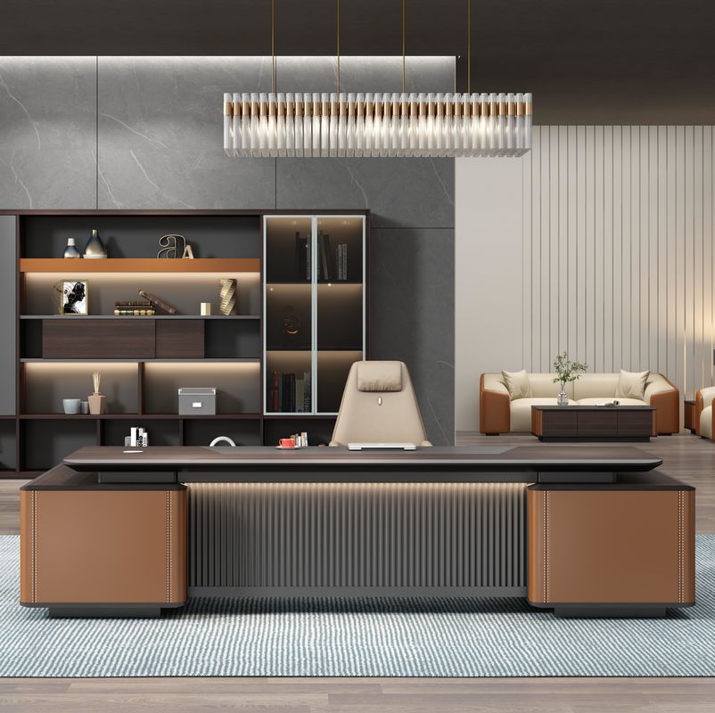 Muebles de oficina modernos Último escritorio escritorio Estación de trabajo Mesa Diseños Director Ejecutivo Escritorio Gerente Mesa en forma de L