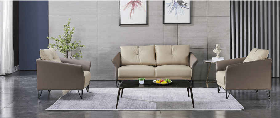 Diseño simple de alta calidad Tres asientos de recepción muebles modernos contemporáneos de cuero de lujo de oficina ejecutiva moderna sofá